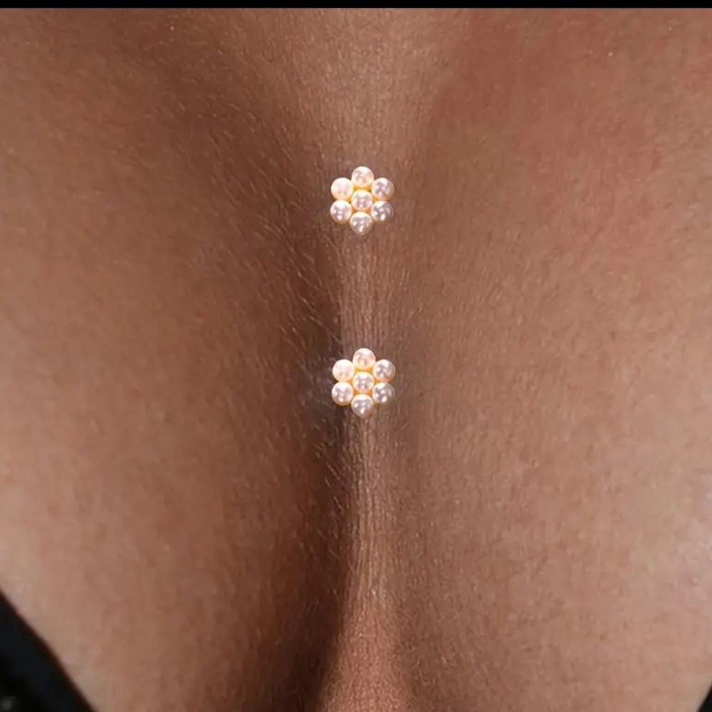 Body Jewelry, Floral Chest Stickers, NIP, Make a Statement, Sexy, Goldtone